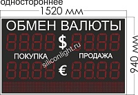 ТАБЛО КУРСОВ ВАЛЮТ №11. ТИПОВОЕ. (ОДНОСТОРОН.). ЗНАК 21 СМ. КРАСНЫЙ. БЕГУЩАЯ СТРОКА. ЗНАК 12 СМ. КРАСНЫЙ. УЛИЦА (ТЕНЬ, СОЛНЦЕ)