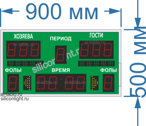 Универсальное спортивное табло № 123. Размер 900х500х60 мм. фото 2