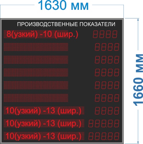Табло для производства №55. Яркость светодиода 300мКд.(помещение). Управление – ... Табло для производства №55. Яркость светодиода 300мКд.(помещение). Управление – ...