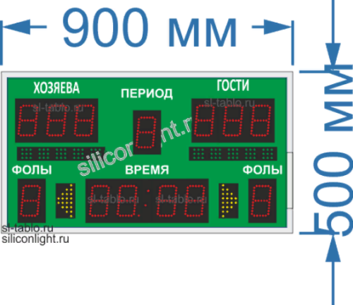 Универсальное спортивное табло № 123. Размер 900х500х60 мм.