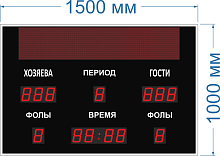 Универсальное спортивное табло № 253. Размер 1500х1000х60 мм. 