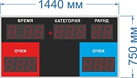 Электронное спортивное табло для бокса № 2. Высота цифрового знака 15 см,  Размер 1440х750х60/90 мм.