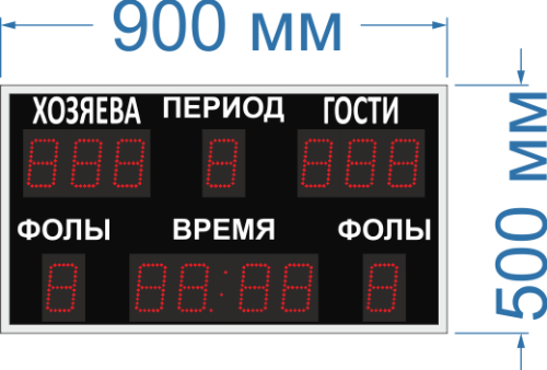 Универсальное спортивное табло № 121. Размер 900х500х60 мм.