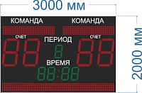 Табло для футбола №27. Размер 3000х2000х90/60 мм. Высота цифр в поле Счет - 70 см., в поле Тайм 35,в поле Время - 35 см, Высота символов в бегущей строке 40 см