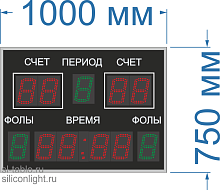 Универсальное спортивное табло № 283. Размер 1000х750х60 мм. Высота знака 150 мм.