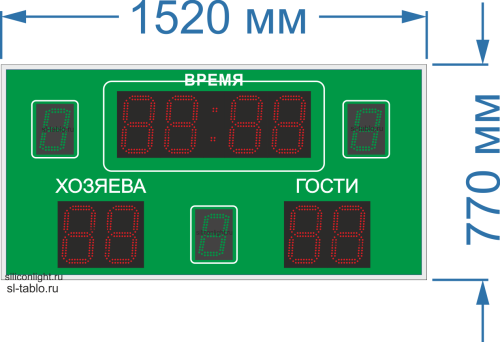Универсальное спортивное табло № 119. Размер 1520х770х60 мм.