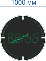 Электронные часы-термометр круглые со светодиодными секундными "рисками" для улицы (Яркость светодиода 2 кд. - тень, солнце). Высота знака 21 см. Количество символов 4. Диаметр 1000 мм. Толщина 60/90 мм.