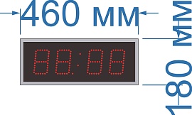  Электронные часы для помещения. Высота знака 10 см. Размер 460х180х60 или 40 мм.